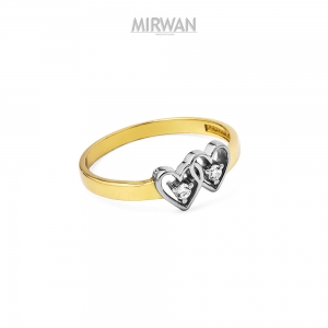 Złoty pierścionek z dwoma sercami
